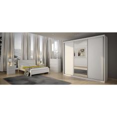 Guarda Roupa Casal com Espelho 3 Portas 6 Gavetas - Paradizzo Gold-Branco - Móveis Novo Horizonte