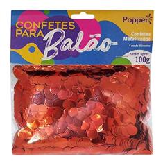 Confete Metalizado para Balão Redondo Vermelho - 100g