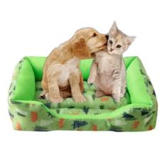 Caminha ESTAMPADA poliester PET Cachorros Gatos cama RETAMGULAR TODA ACOLCHOADA 55x36x11 M (VERDE)