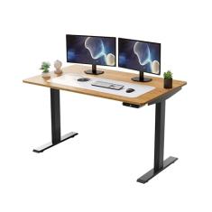 Mesa de pé elétrica Rise Up, altura ajustável, 61-124,5 cm, motor duplo, peça única, bambu, grande, mesa de pé 122 x 76 cm, mesa de elevação para sentar, escritório em casa