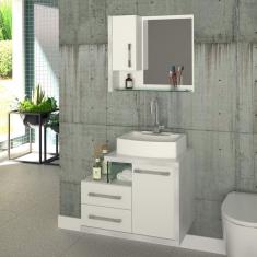 Conjunto para Banheiro Gabinete com Cuba e Espelheira Legno 650W Compace Branco/Branco Chess