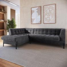 Sofá 3 Lugares com Chaise Terminal Cod. 2884 Zênite Yescasa Cinza