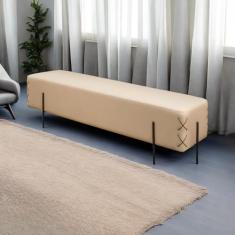 Recamier Banco Luxo Eros Sala de Estar Bege Claro