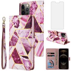 Asuwish Compatível com iPhone 12 Mini 5.4 Capa carteira de vidro temperado protetor de tela de couro flip suporte para cartão capa de celular para iPhone12mini 5G i 12s iPhone12 12mini mulheres homens