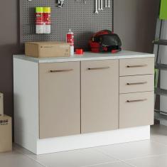 Balcão Multiuso 120cm 2 Portas 3 Gavetas Branco