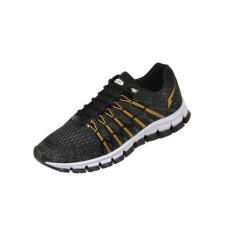 Tênis Masculino Mega Leve Casual Classico Esportivo, Preto, Dourado, 4