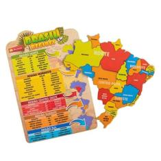 Quebra-Cabeça Brasil Em Regiões Brinquedo Educativo Em Mdf - Maninho B