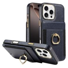 S. Tedazo Capa carteira compatível com iPhone 16 Pro Max com suporte para cartão de crédito e suporte de anel de rotação de 360°, capa flip de couro com bloqueio RFID à prova de choque para iPhone 16