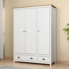 Guarda-Roupa 3 Portas 2 Gavetas Branco/Freijó Topázio Madeira Pinus - Finestra