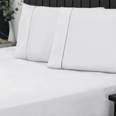 Jogo de Cama Casal Padrão Percal 400 Fios Ponto Palito 03 Peças, Antiá