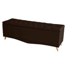 Recamier Calçadeira Baú Helena Queen 160 cm Botão Encapados Pés Palito