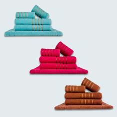 Jogo De Toalhas 15 Pçs Coleção Montreal 100% Algodão Vd + rs + mr