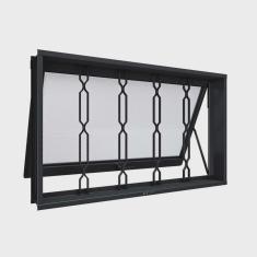 Janela de Aço Maximo Ar com Grade Mosaico 60x60x7cm Facilitá Lucasa