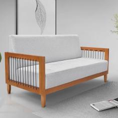 Sofá Bex 2 Lugares 160 Cm Linho Rústico Grigio Cinza Claro