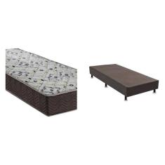 Cama Box e Colchão Iso 150 D45 Solteiro88x188 Marrom