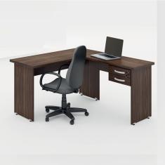 Mesa Em L Escritório Alfama Marrom