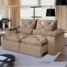 Sofá Retrátil E Reclinável 3 Lugares 196cm Londres Bege
