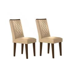 Cadeira Sala De Jantar Jade Madeira Kit 2 Un Capuccino/linho Turim - Rufato