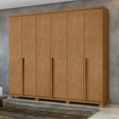 Guarda-roupa 6 Portas 4 Gavetas 100% Mdf Alonzo Com Pés Amêndoa Clean