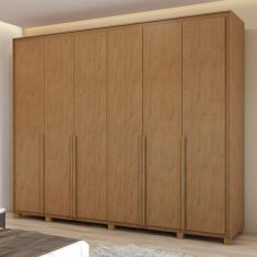 Guarda-roupa 6 Portas 6 Gavetas 100% Mdf Imperatore Com Pés Amêndoa Clean