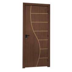Kit Porta De Madeira Decorada 215x74cm Batente 7cm Cantareira Ipê