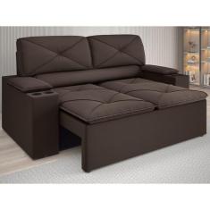 Sofá com Porta Copos Retrátil e Reclinável Pop 1,54m Velosuede - NETSOFAS