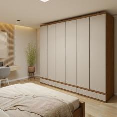 Guarda-roupa Casal 6 Portas 9 Gavetas Urbano Cedro/Off White