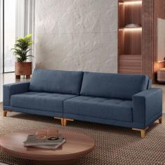 Sofá Plus Volga 4 Lugares Linho Azul 280 cm