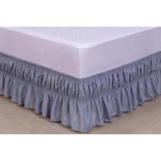 Saia Para Cama Box Colchobox Elasticada Ajustavel Solteiro Casal Cinza