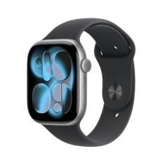Apple Watch Series 11 GPS + Cellular, Caixa em alumínio cinzento sideral de 46 mm com Bracelete desportiva preta - P/M