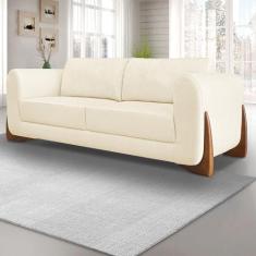 Sofá 3 Lugares Base de Madeira Clarissa 200 cm Linho S04 - D'Rossi - D