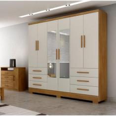 Guarda Roupa Casal MDP Dakar 6Pts 6Gav com Espelho Cumaru com Fendi - 