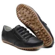 Tênis feminino Mocatênis Elástico Bella Dama em Couro Legítimo Ziper-Feminino