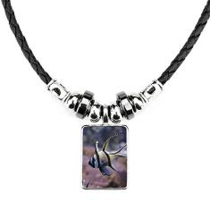 DIYthinker Colar Ocean Fish Coral Science Nature Picture Jewelry Torque Leather Rope Pendant