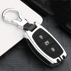 Capa para chaveiro de carro Smart Zinc Alloy Case, adequado para Hyundai IX25 IX35 I20 I30 I40 hb20 Santa Fe Creta Solaris 2017, chaveiro de carro ABS Smart Car Key Fob