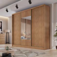 Guarda Roupa Casal com Espelho 3 Portas 6 Gavetas Montreal Novo Horizonte Cumaru
