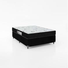 Cama Box Casal + Colchão D33 One Face - 56x138x188cm -Suede Preto