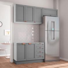 Cozinha Modulada 3 Peças Sem Tampo 2 Aéreos 1 Balcão Arizona Cabecasa Madeiramadeira Branco/cinza