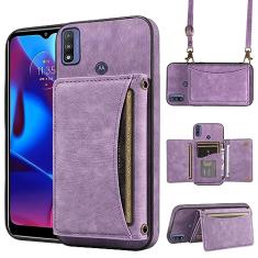 Capa de telefone para Motorola Moto G Power 2022/MotoG Play 2023/G Pure 2021 capa carteira com alça de ombro transversal e bolso de couro para cartão de crédito fino XT2165DL XT2163DL XT2165-5