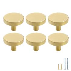 Evionlin 6 maçanetas M de latão sólido de cobre puro cone puxadores para gaveta de armário de cozinha, puxadores de latão dourado escovado com parafusos