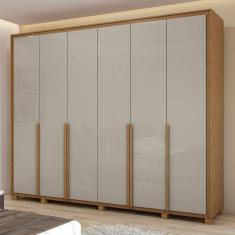 Guarda-Roupa Casal Imperatore 6 Portas 6 Gavetas 100% Mdf 81668.284 Amêndoa Clean/Off White -  Móveis Lopas