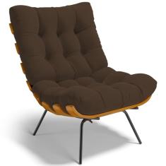Poltrona Decorativa Sala de Estar Costela L02 Suede Marrom - Lyam Decor