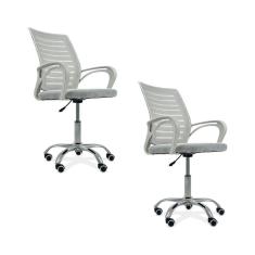 Kit 2 Cadeiras De Escritório Secretaria Diretor Roma Ergonômica - Branca