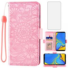 Capa carteira compatível com Samsung Galaxy Xcover Pro e protetor de tela de vidro temperado, suporte para cartão, acessórios de celular, capa para celular Gaxaly X SM-G715U SM-G715U1 feminino