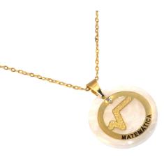 Colar Profissão Matemática Soma Conta Folheado Ouro 18k