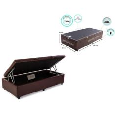 Cama Box Baú Solteiro 88x188 - Reforçada  - Jadmax,  Sintético Marrom
