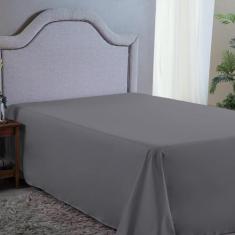 Lençol Casal Sem Elástico 400 Fios Cinza 2,50m x 2,00m - Bordando Enxo