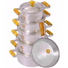 Jogo De Panelas Alumínio Batido Frigideira Tampa De Vidro - Panelas Mt