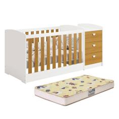 Berço Americano Multifuncional Atlanta Branco Fosco Savana Com Colchão Supreme - Reller Móveis Branco Fosco Savana