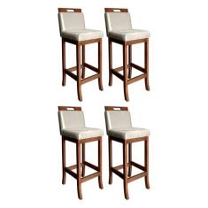 Kit 4 Banquetas Alta Milão Estofada com Encosto 104 Cm Madeira Maciça 